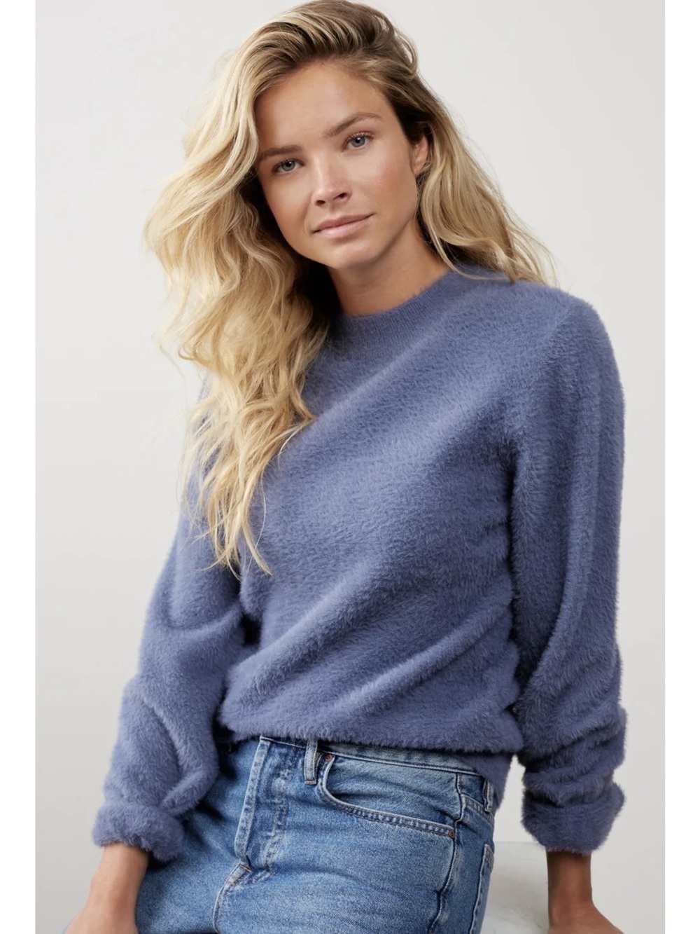 YaYa lavender blue fluffy sweater.